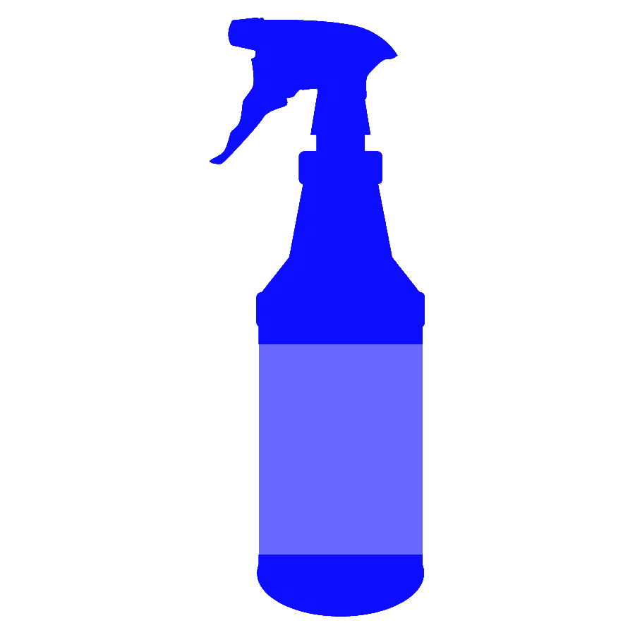 Spray bottle of blue cleaner